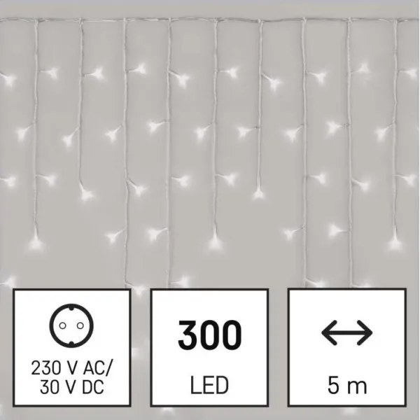 Catena LED natalizia da esterno 300xLED/8 modalità10m IP44 bianco freddo + telecomando