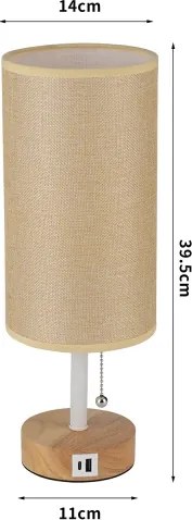 Brilagi - Lampada da tavolo con porta USB TABLON 1xE27/25W/230V rovere/bianco/beige
