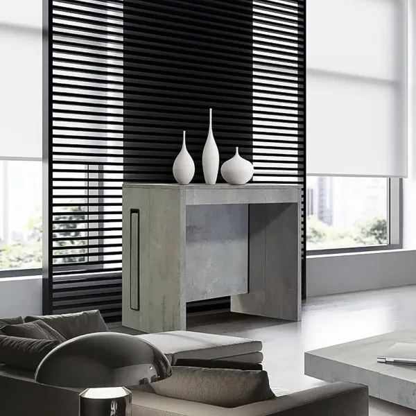 Consolle LUMIX 90x45 cm allungabile 5 all. in legno cemento salvaspazio