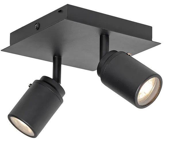 Faretto da soffitto per bagno intelligente nero quadrato IP44 con 2 GU10 Wi-Fi - Ducha