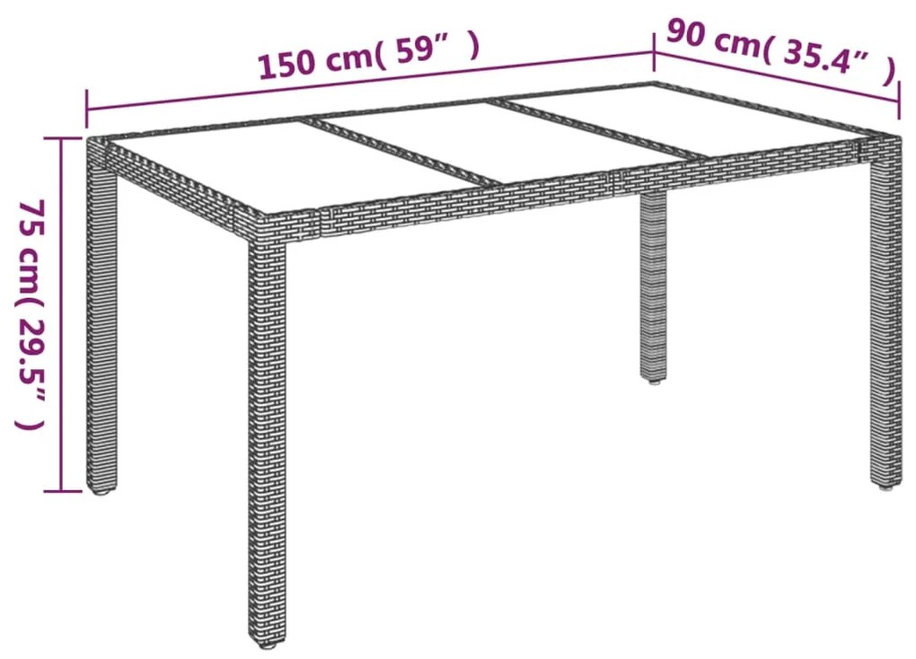 Set da Pranzo da Giardino 5 pz con Cuscini in Polyrattan Grigio