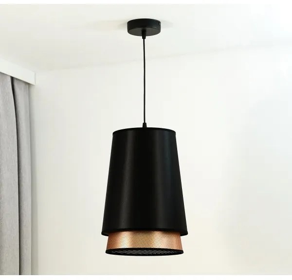 Duolla - Lampadario a sospensione con filo BELL SHINY 1xE27/15W/230V diametro 25 cm nero/rame