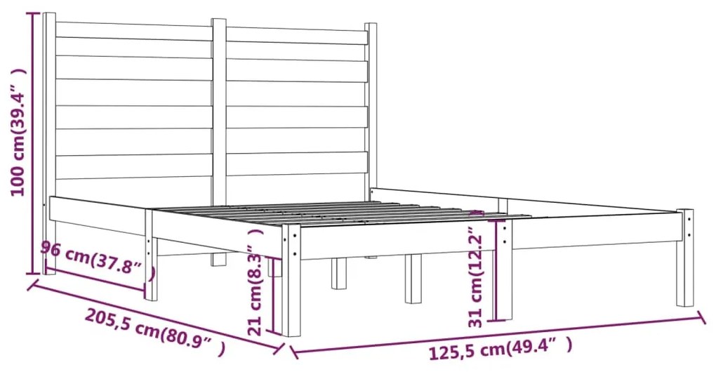 Giroletto Grigio in Legno Massello di Pino 120x200 cm