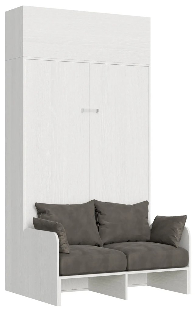 Letto matrimoniale francese a scomparsa 140 verticale Kentaro Sofà, Bianco Frassino / Pensile Vasistas / ALESSIA 20