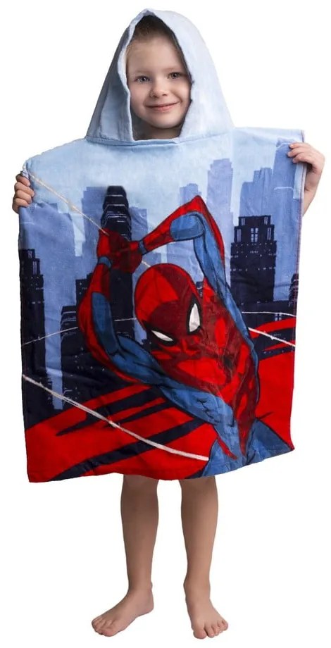 Poncho per bambini in spugna blu e rossa Spider-Man - Jerry Fabrics