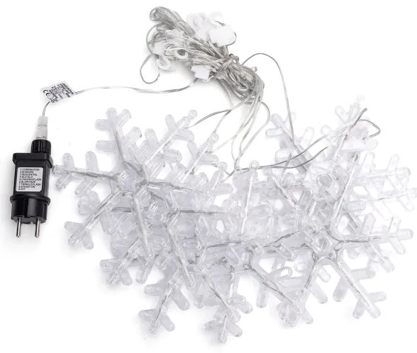 Aigostar - Catena LED da esterno 84 LED / 8 funzioni 1,2 x 1 m IP44 bianco freddo con fiocchi di neve