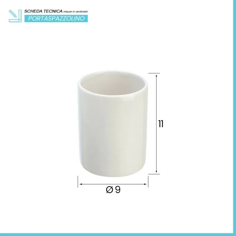 Porta spazzolini da appoggio in ceramica bianca linea Cily