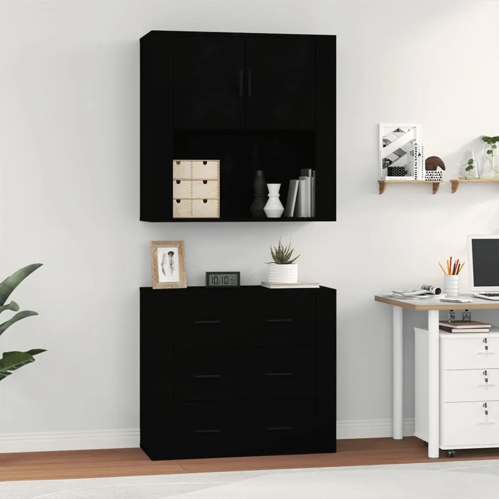 Credenza nera in legno multistrato