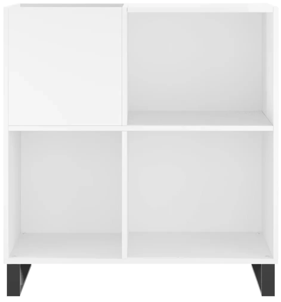 Mobile porta dischi bianco lucido 84,5x38x89 legno multistrato