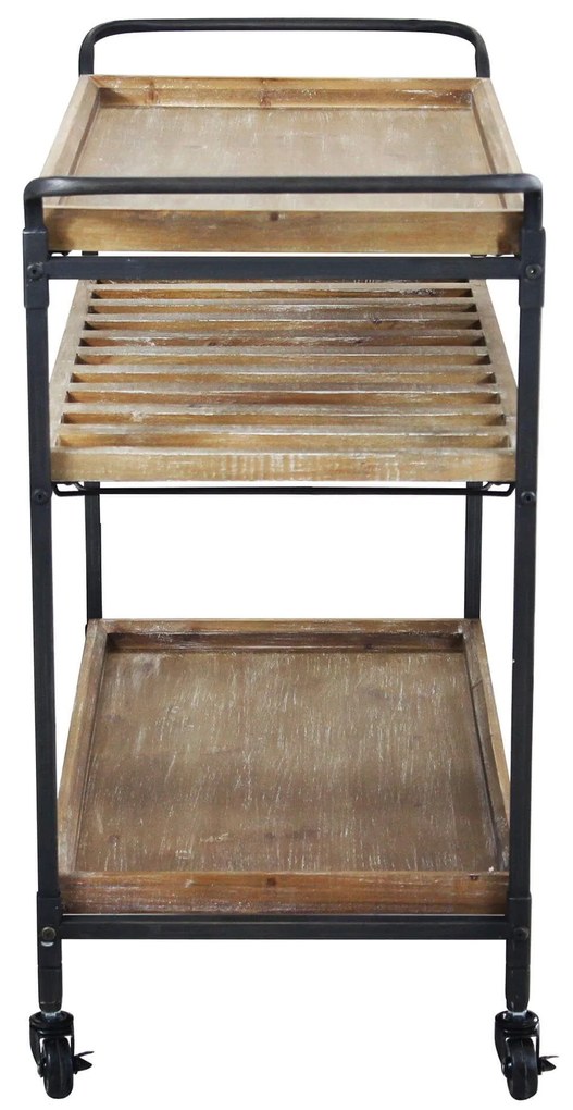 CARTY - carrello con ruote industrial in legno e acciaio