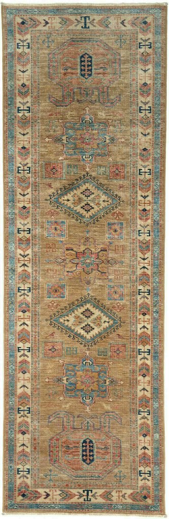 Kazak Tappeto orientale 80 x 250 Grigio (Pakistan) Annodato A Mano