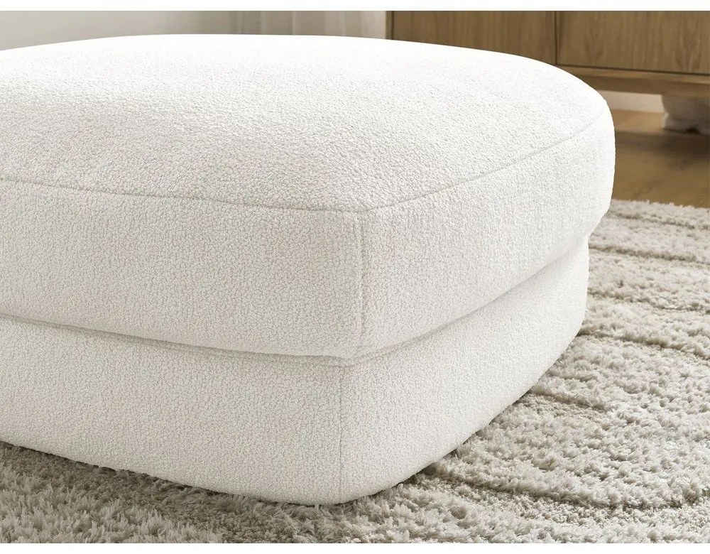 Poggiapiedi bianco con rivestimento in bouclé Leonore – Bobochic Paris