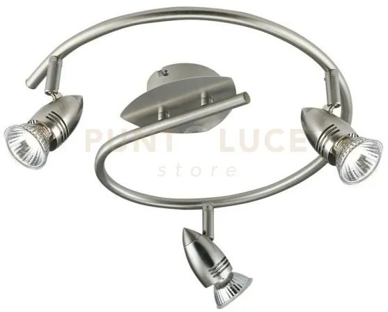 Spot led sunny nickel 3 luci attacco gu10 led 5w 400lm 2700k 13x9x1...