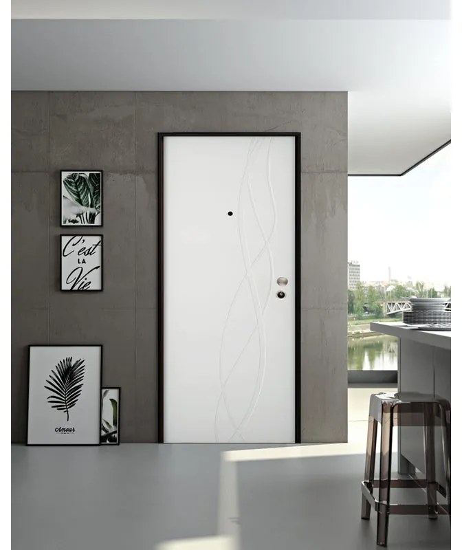 Pannello per porta blindata laccato bianco L 93  x H 213 cm, Sp 6 mm apertura destra