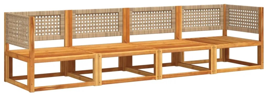 Set divani da giardino 4pz con cuscini legno massello di acacia