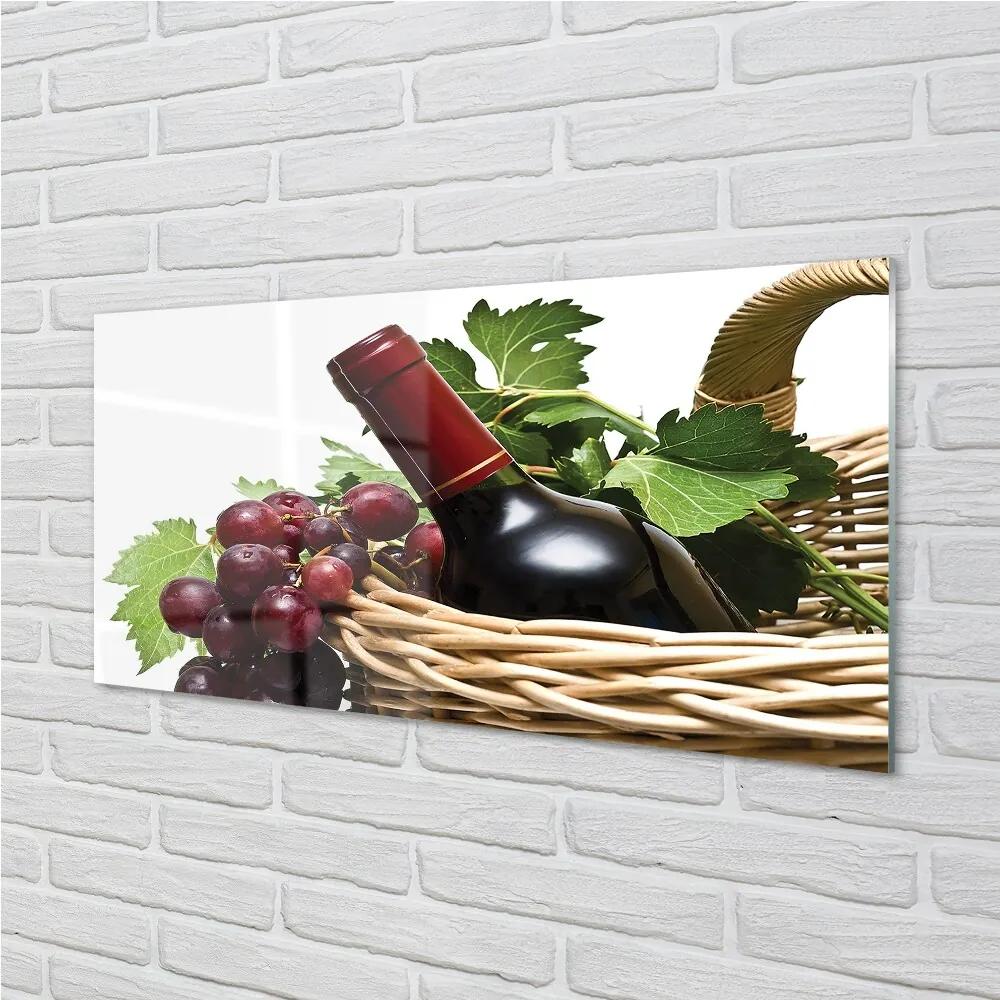 Quadro su vetro Cesto di uva da vino 100x50 cm
