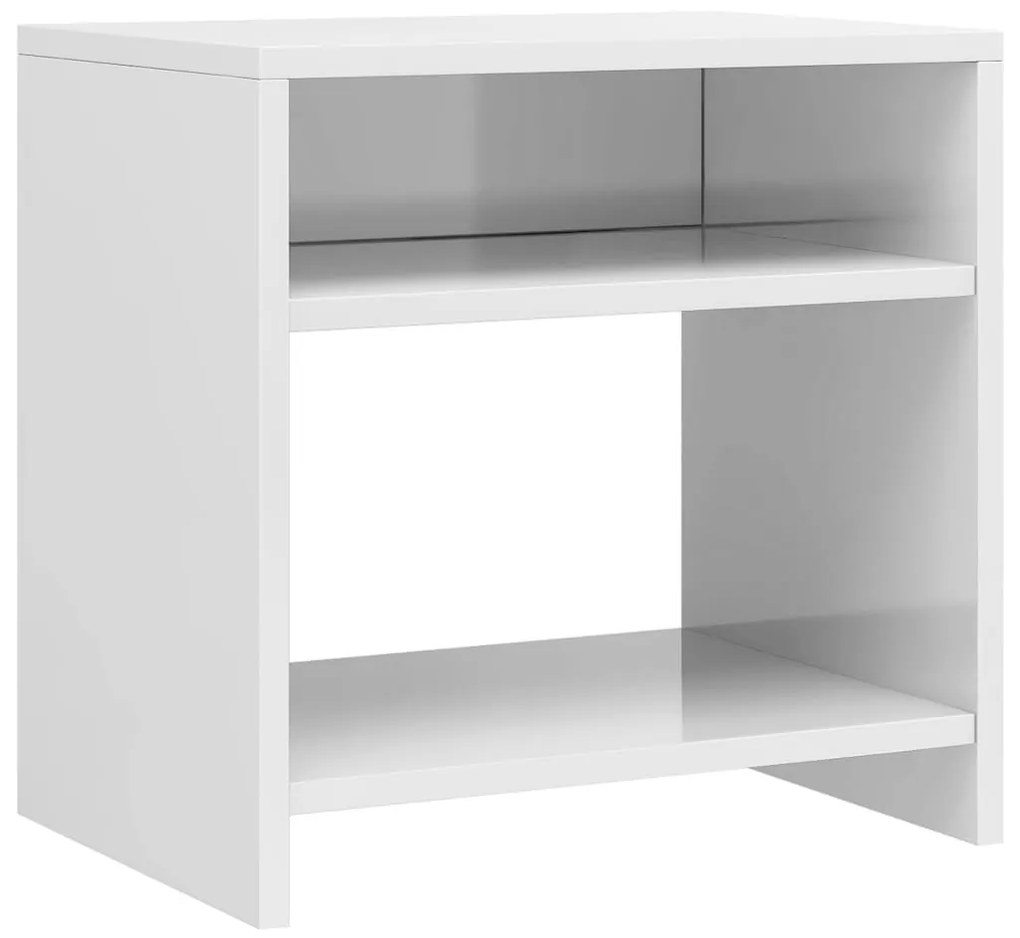 Comodini 2 pz Bianco Lucido 40x30x40 cm in Legno Multistrato