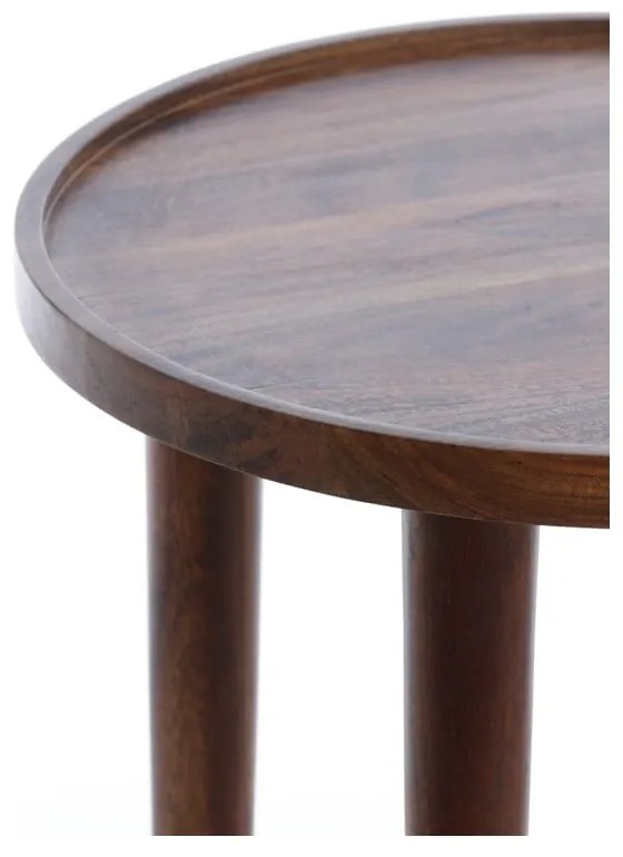 Tavolino rotondo in legno massiccio di acacia ø 49 cm Qiano - Light & Living