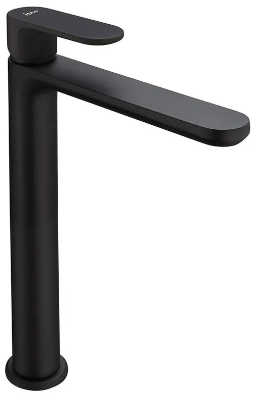 Rubinetto per lavabo L2 355 nero opaco HUBER getto laminare cristallino a canna alta H 24.6 cm