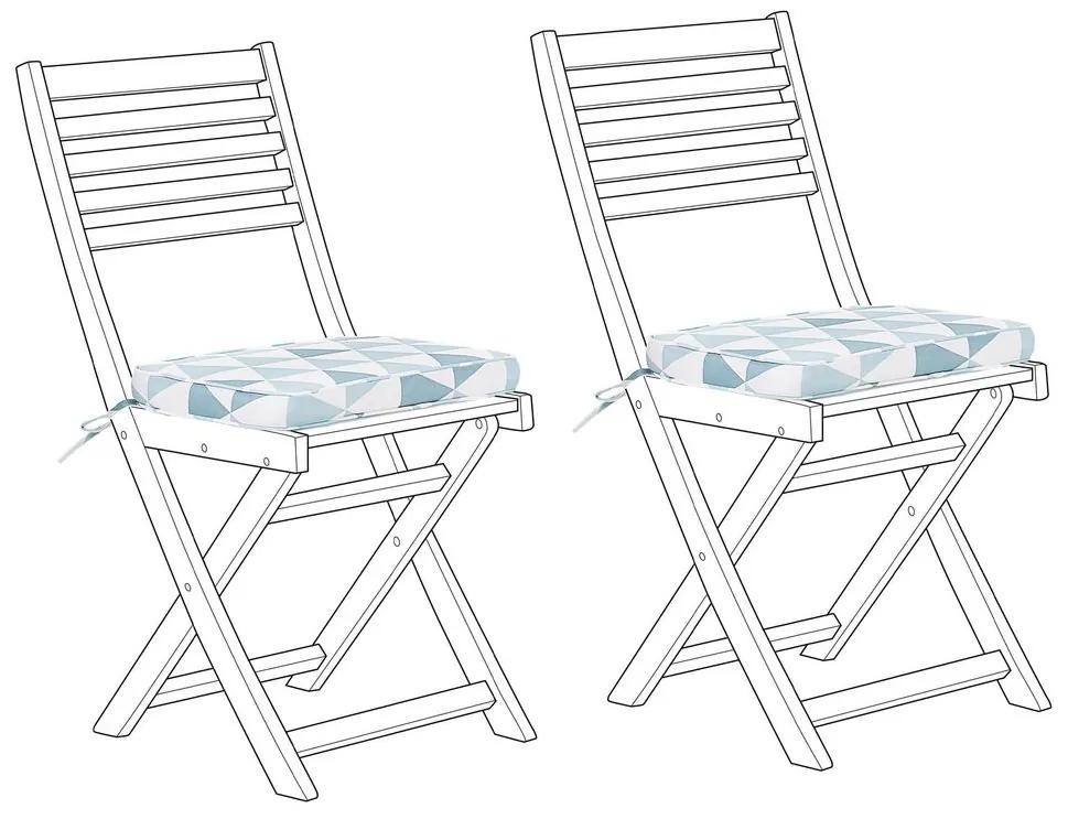 Set di 2 cuscini con Triangoli Blu e Bianchi per la sedia da giardino FIJI  Beliani
