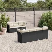 Set Divani da Giardino con Cuscini 8 pz Nero in Polyrattan 3217276