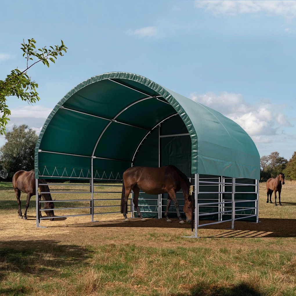 TOOLPORT Tenda agricola 4x4m, verde scuro, Telo in PVC, fissaggio per cemento - (330613)