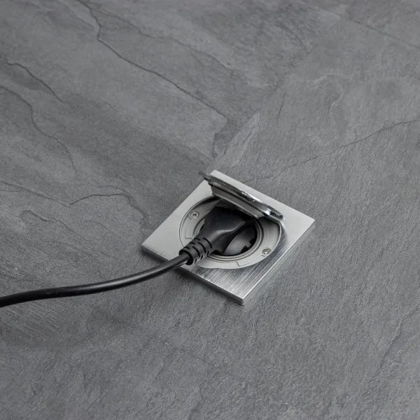 Brilagi - Presa a pavimento da incasso per esterno IP55 cromo opaco quadrato