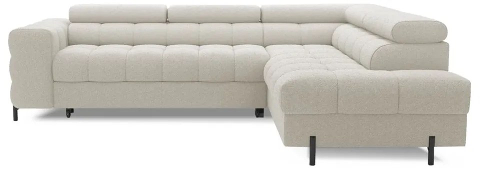 Divano angolare color crema allungabile/con contenitore (con penisola a destra/a L) e rivestimento in bouclé Ferucce – ELTAP