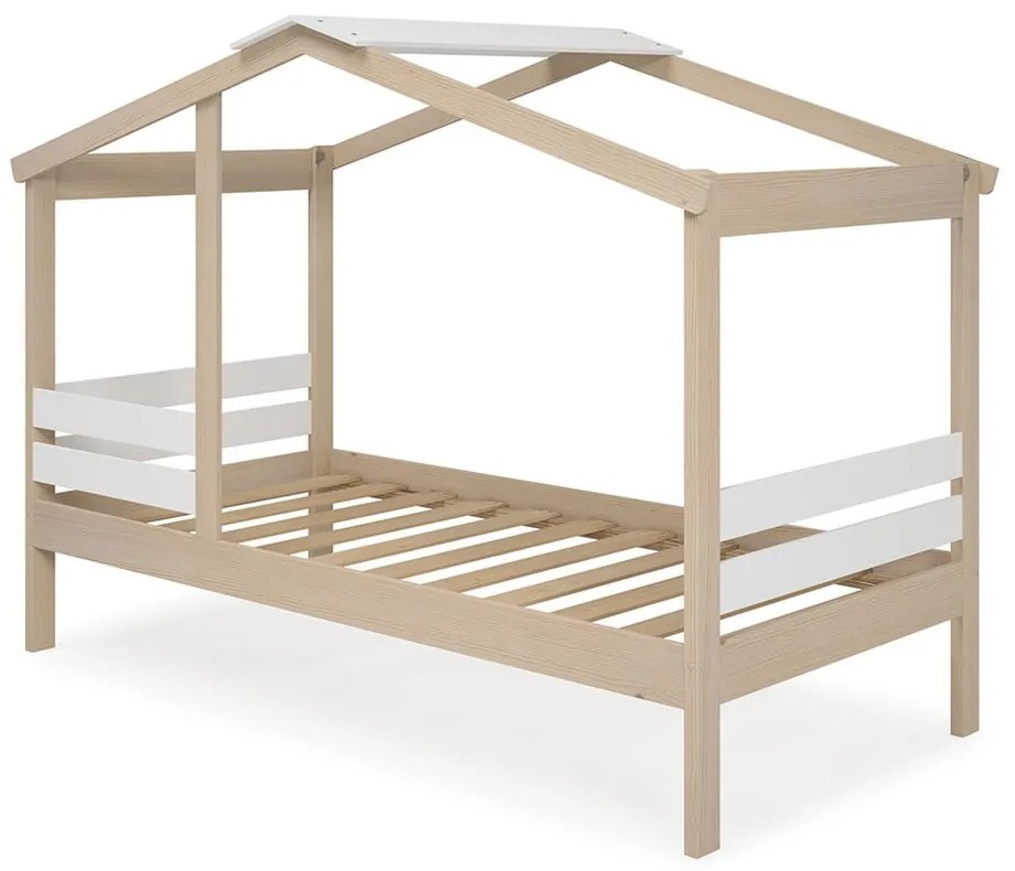 Letto bianco/naturale in pino 90x190 cm Angel - Marckeric