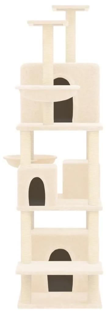 Albero per gatti con tiragraffi in sisal crema 180 cm