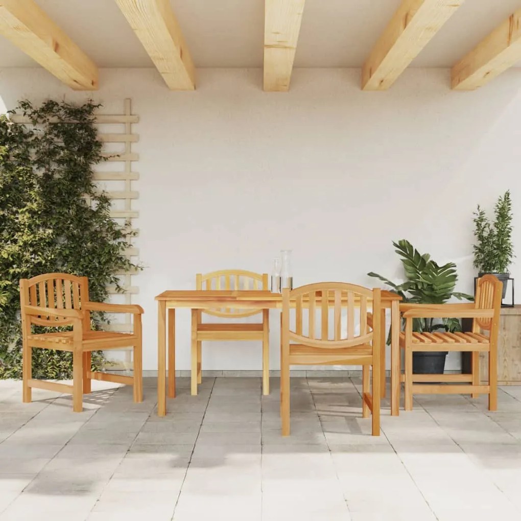 Set Da Pranzo Per Giardino 5 Pz İn Legno Massello Di Teak /