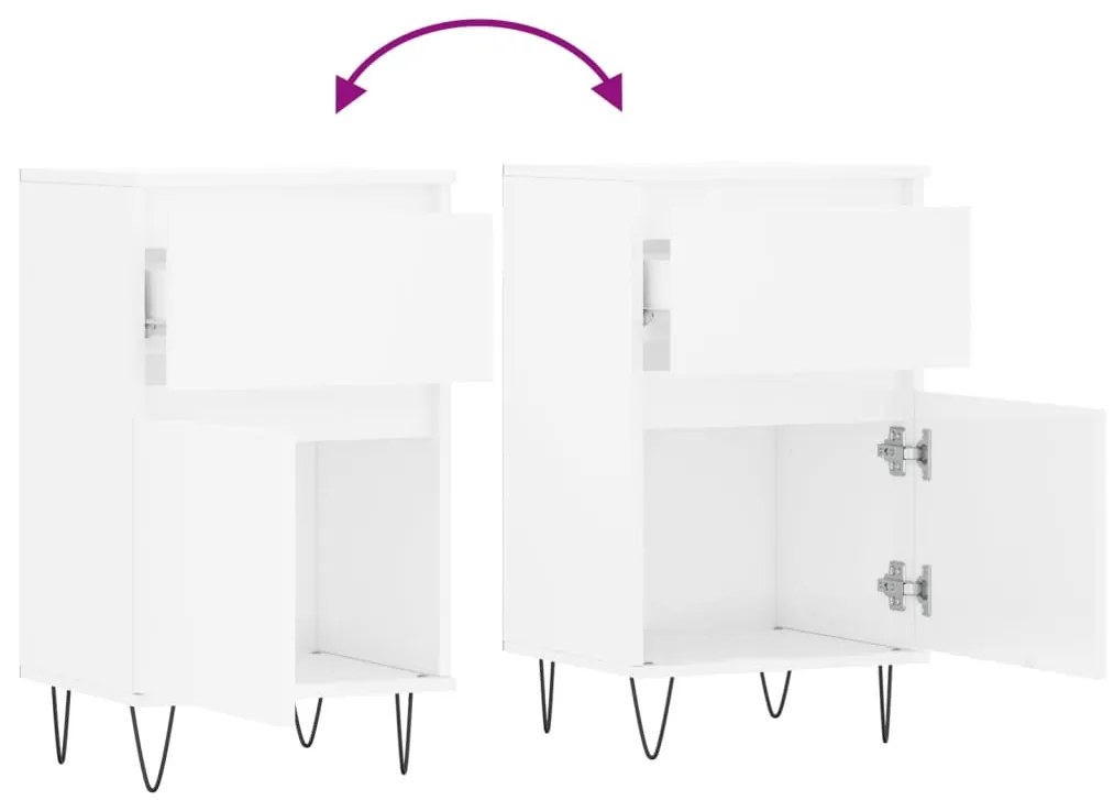 Credenza Bianco Lucido 40x35x70 cm in Legno Multistrato