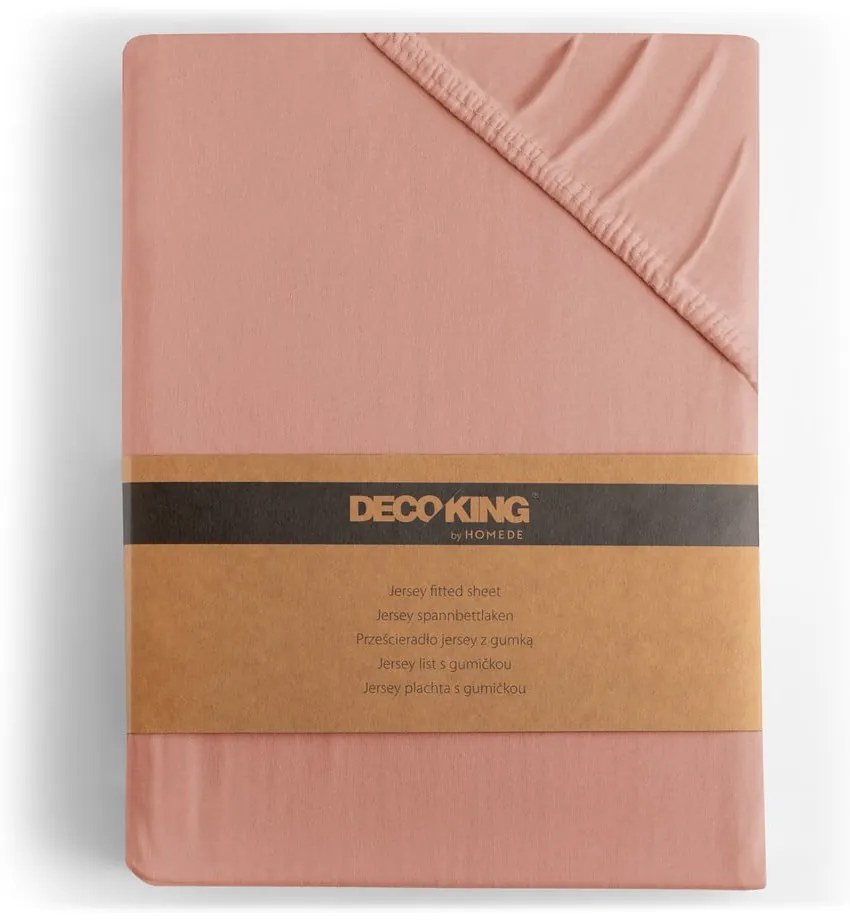 Lenzuolo con angoli color pesca in jersey 240x220 cm Amber – Restilo