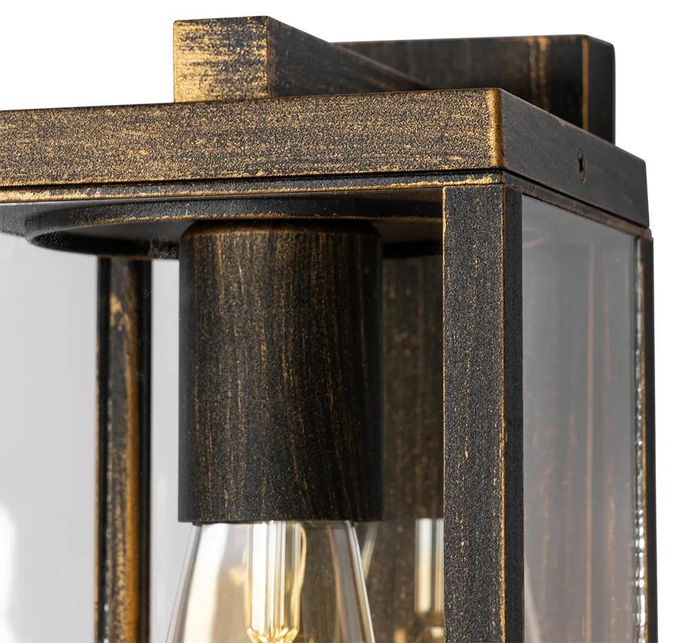 Lanterna da parete per esterno oro antico con sensore chiaro-scuro IP44 - Charlois