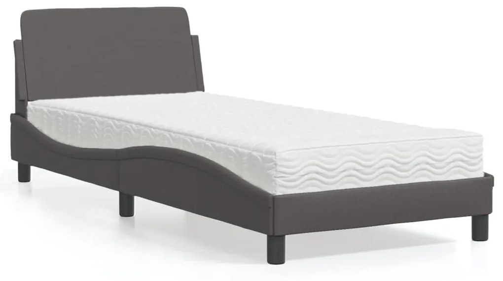 Letto Con Materasso Grgio 80x200 Cm İn Similpelle /