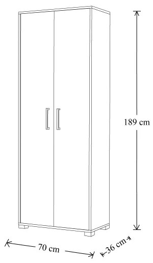 Scarpiera 2 ante grande in legno nobilitato con ripiani H 189 cm Larice Grigio
