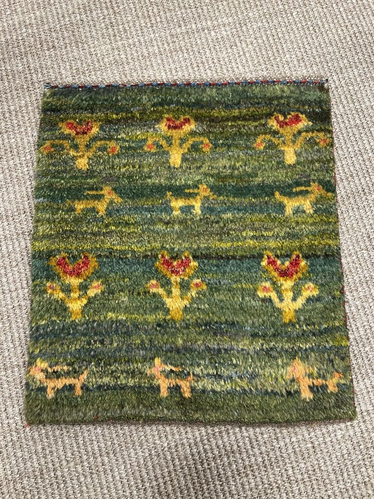 Gabbeh Tappeto persiano 40 x 40 Verde (Iran) Annodato A Mano