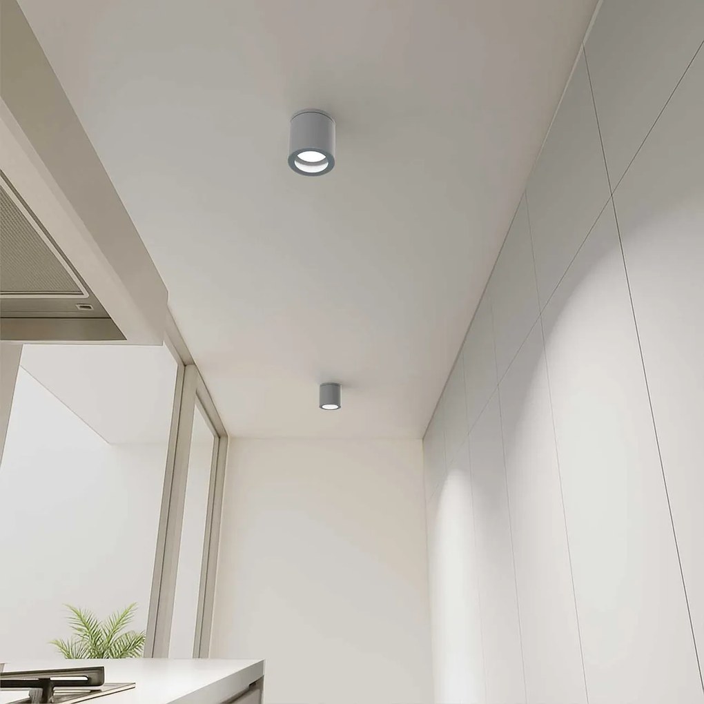 Applique da soffitto IP54 GU10 in Alluminio e Vetro - Grigia