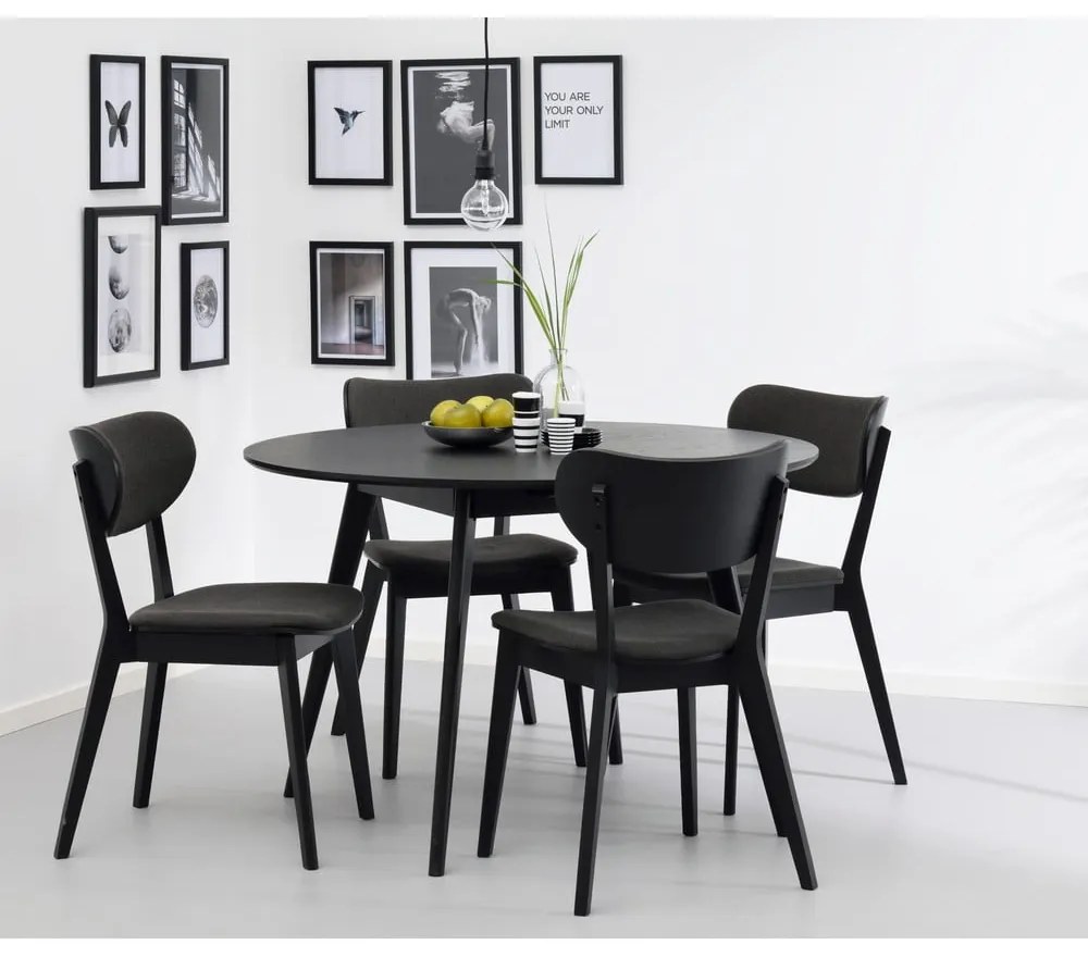 Sedia da pranzo in rovere nero con seduta grigio scuro Cato - Rowico