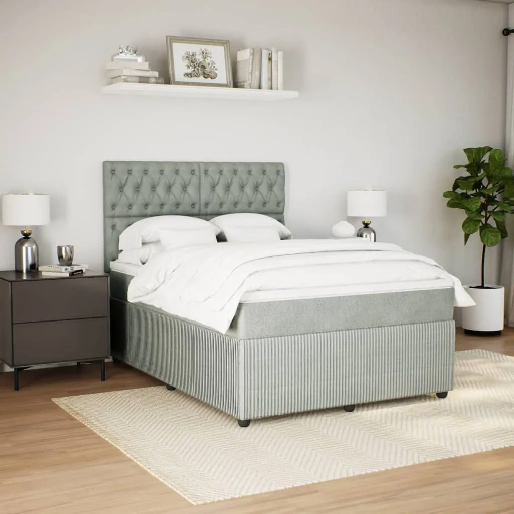 Giroletto a molle con materasso grigio chiaro 160x200cm velluto