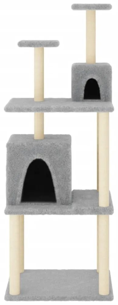 Albero per gatti con tiragraffi in sisal grigio chiaro 167 cm