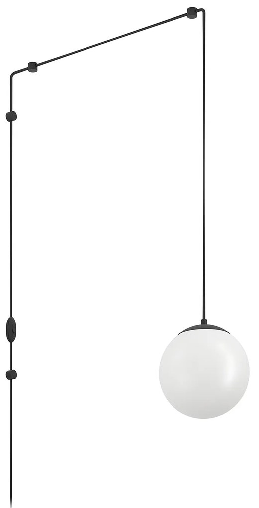 Lampadario A Sospensione Minimal Rondo 3 Acciaio Nero Vetro 1 Luce E27