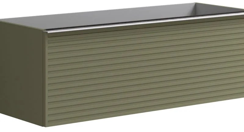 Mobile da bagno sotto lavabo Pixel stripes verde laccato opaco L 120 x H 40 x P 45.5 cm 1 cassetto, lavabo non incluso