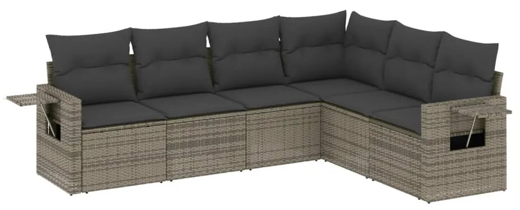 Set divano da giardino 6 pz con cuscini grigio in polyrattan