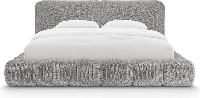 Letto matrimoniale imbottito grigio con contenitore con rete inclusa 180x200 cm Solange – Micadoni