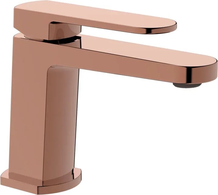 Rubinetto per lavabo a canna bassa getto laminare cristallino Zefir rame ramato AQUASANIT