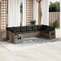 Set Divano da Giardino 10 pz con Cuscini Grigio in Polyrattancod mxl 112436