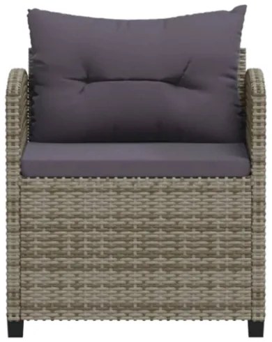 Set Divani da Giardino 3 pz con Cuscini in Polyrattan Grigio