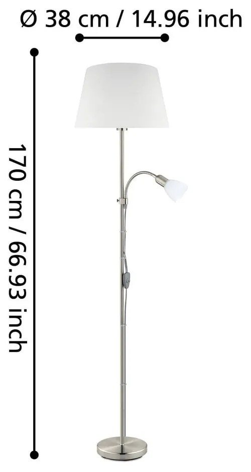 Lampada da terra grigia con paralume in vetro/con paralume in tessuto (altezza totale 170 cm) CONESA – EGLO