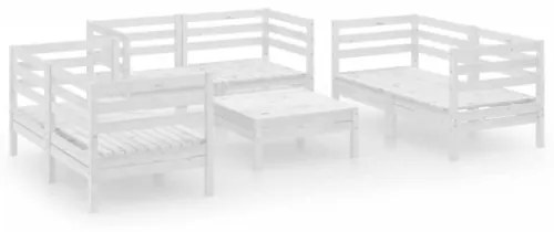 Set Divani da Giardino 7 pz Bianco in Legno Massello di Pino